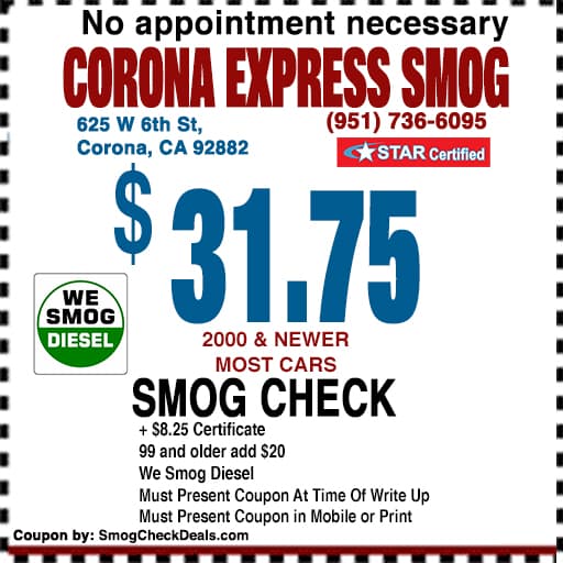 31.75 Smog Check with Coupon STAR Station (951)7366095